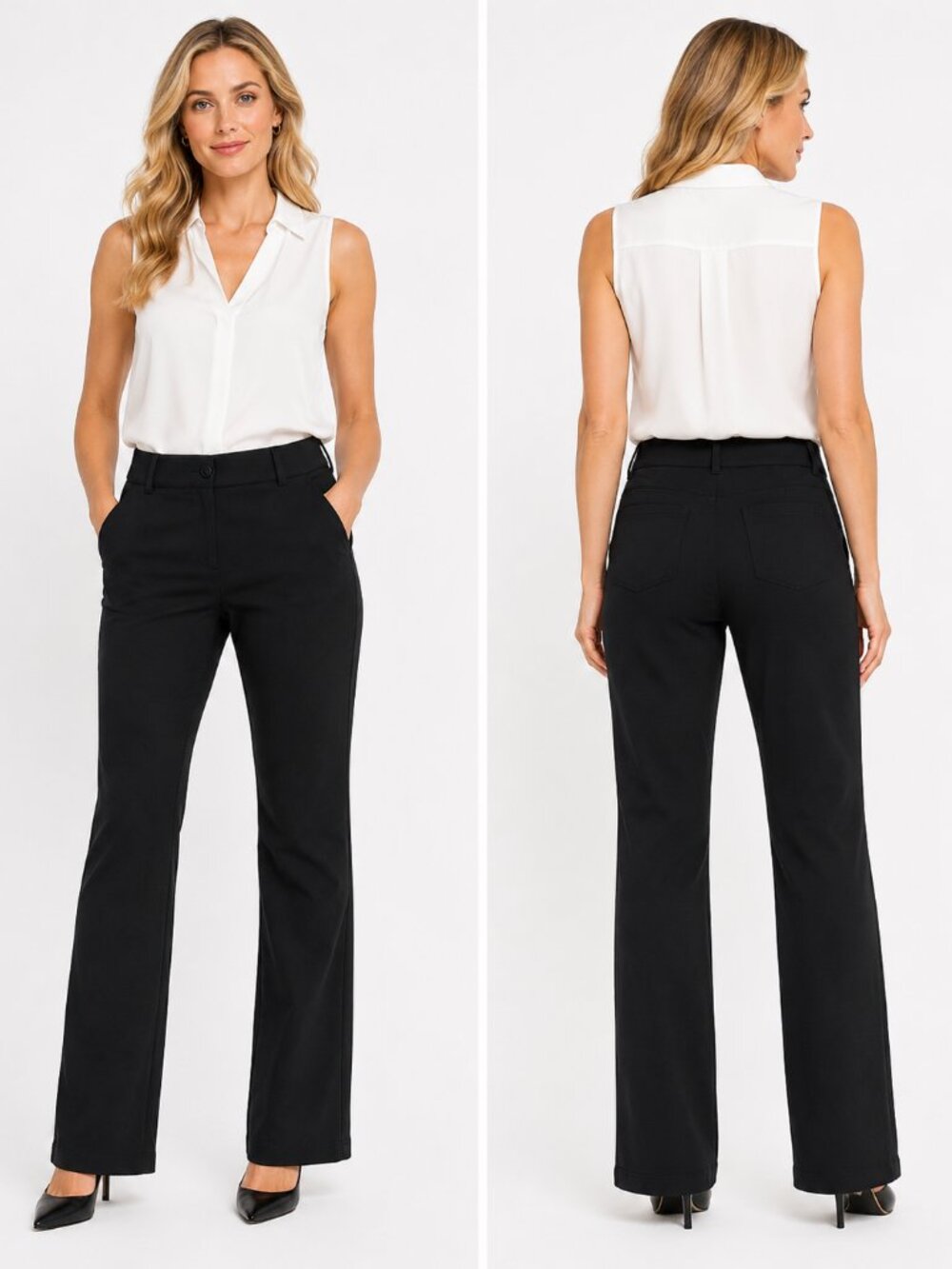 Betabrand Dress Pant Yoga Pants Bootcut Shoes Women Black XL S Petite Stretch